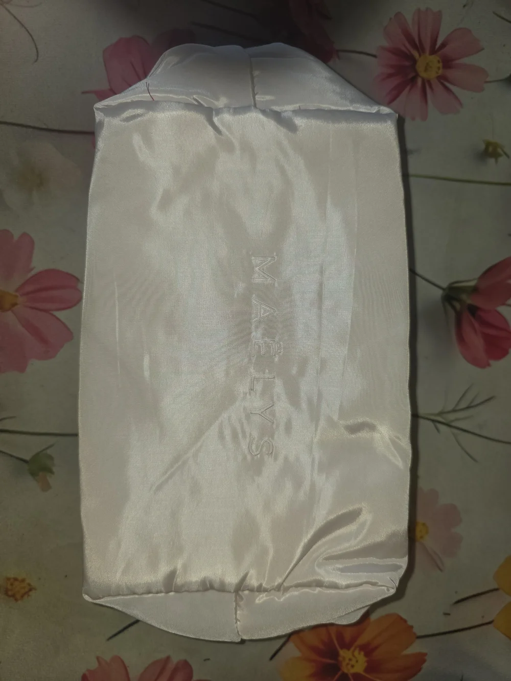 Embellished Satin Cosmetic Case in Light Silver